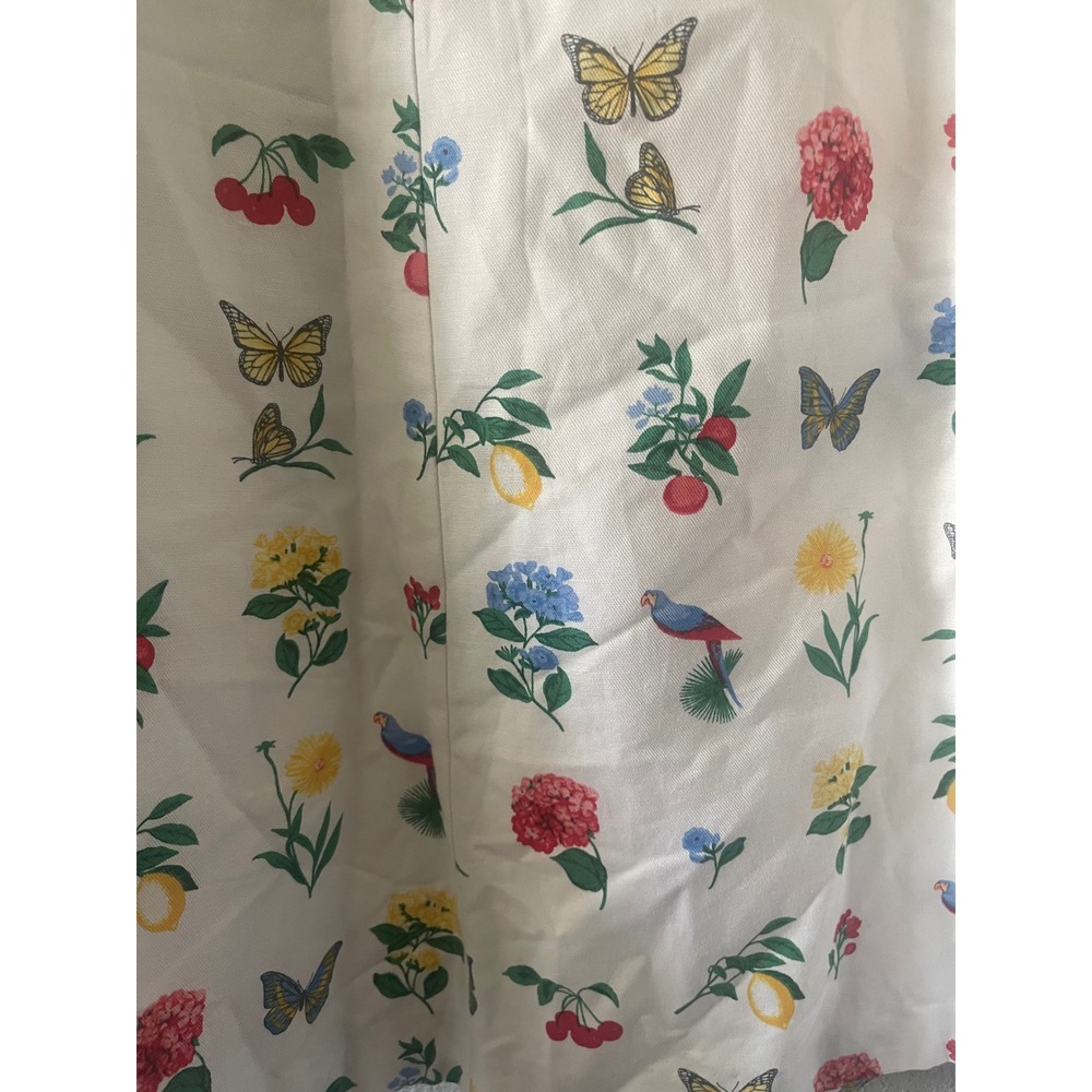 Ann Taylor Floral Butterfly Bird Print Cotton Linen Midi Skirt - Picture 3 of 5